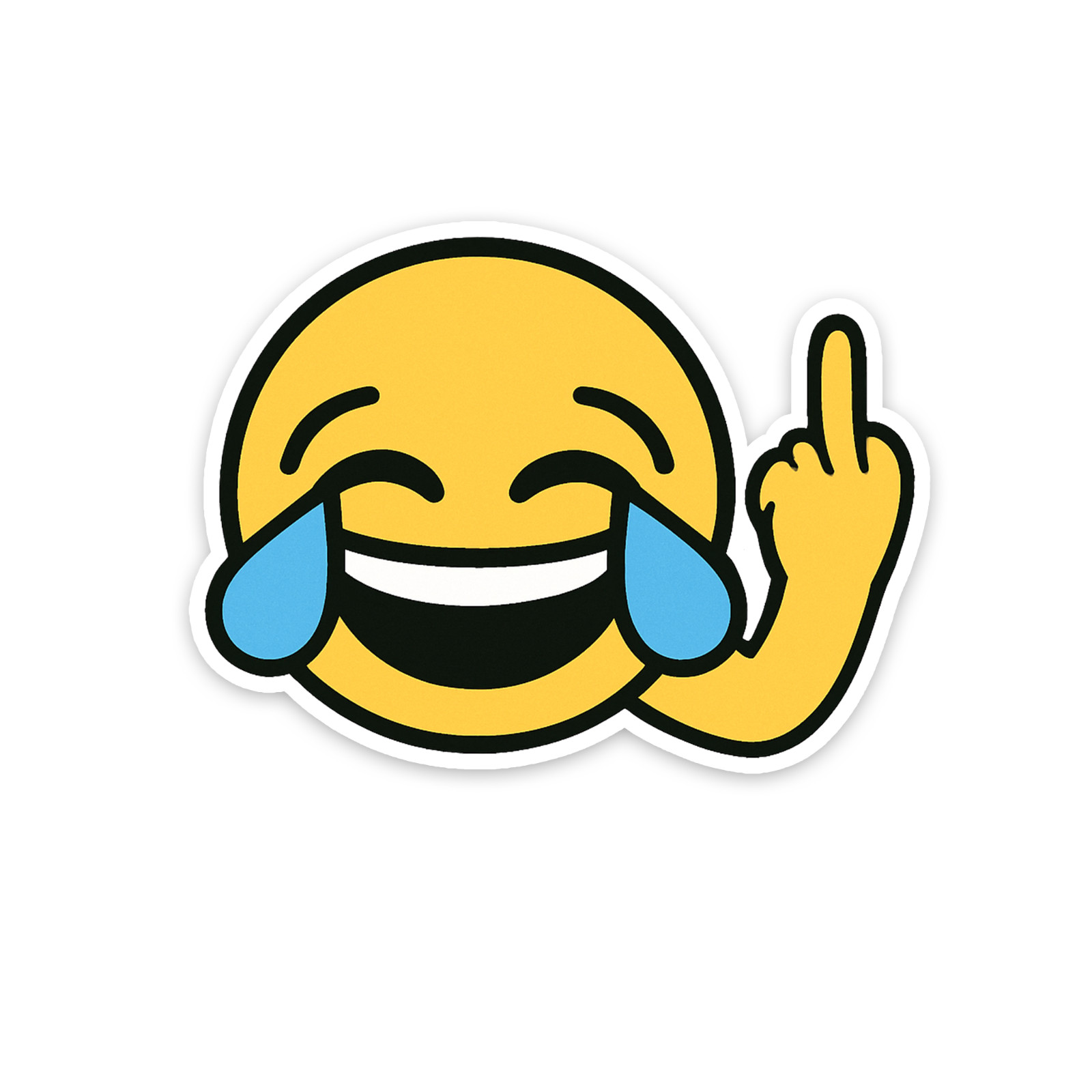 Laughing Emoji Middle Finger Sticker 4 inch Vinyl Decal Bumper sticker