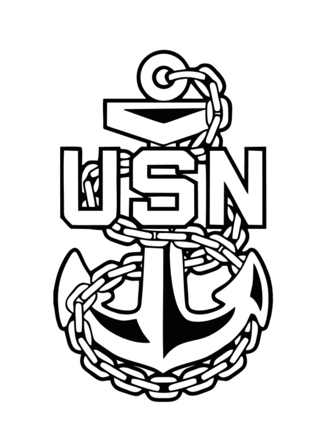 US Navy Chief Petty Officer, Perma-Sticker, UV, 8" Tall, $1 Shipping