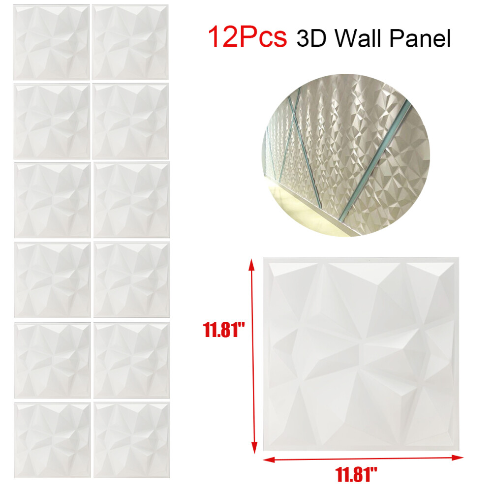 12Pcs 3D Effect Wall Decor 3D Tile Brick Wall DIY Wallpaper Home Decor 11.8"
