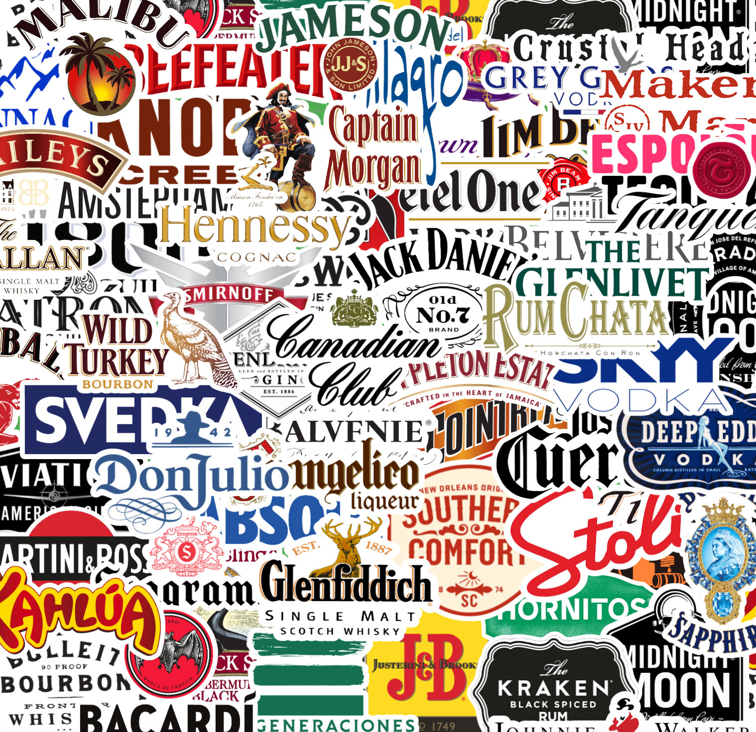 25/50 Liquor Logo Sticker Pack – Matte Vinyl – Brewery Microbrew Ale Vodka Rum