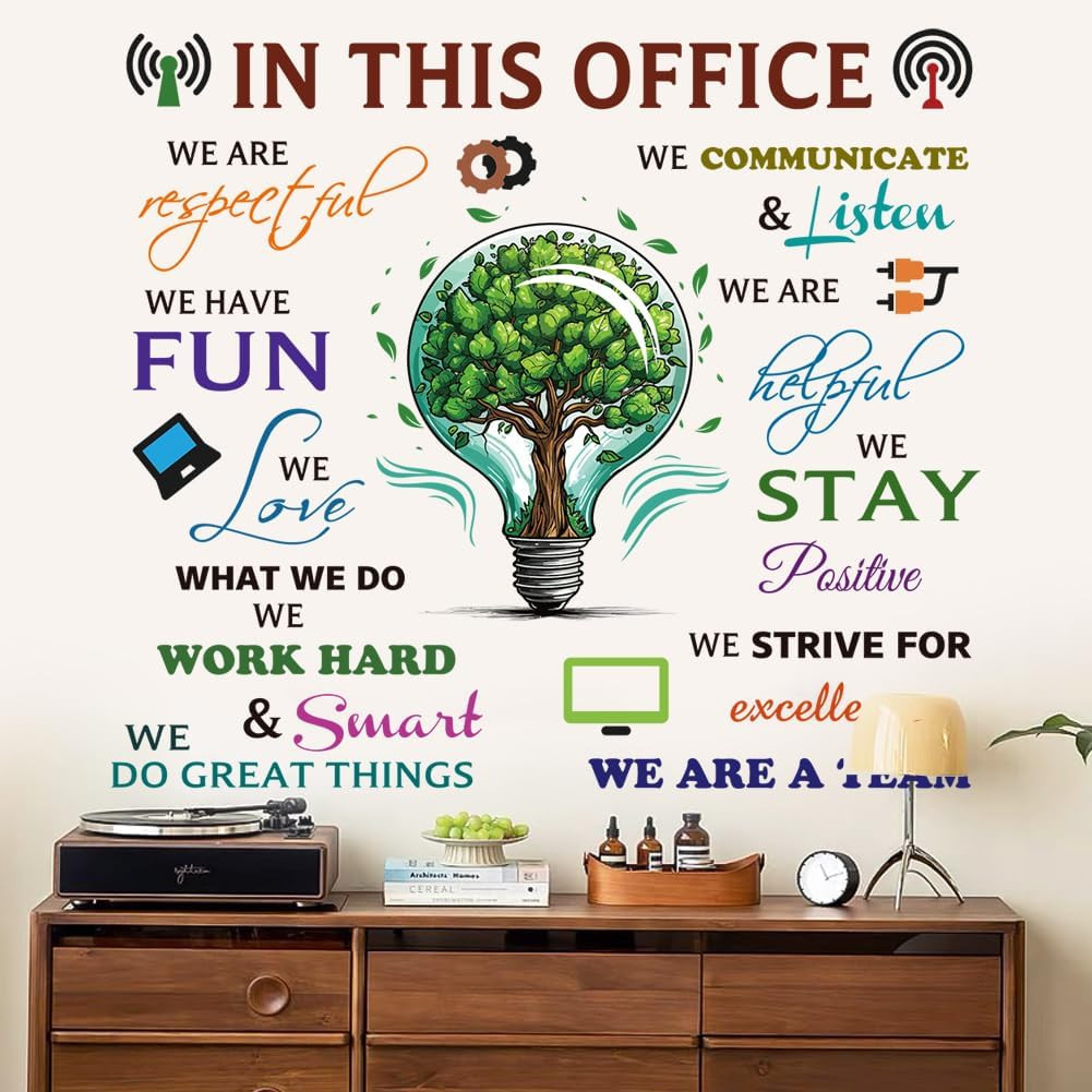 Office Inspirational Wall Decals – Positive Sayings Peel Stick Stickers, Colorfu