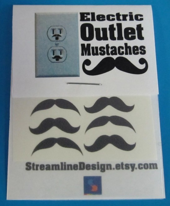 Electric Outlet Mustache Stickers: Gag Gifts