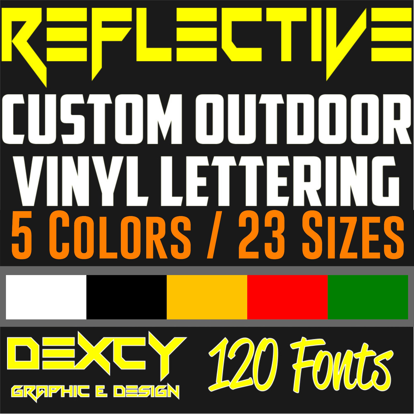 1" – 14" Custom REFLECTIVE Vinyl Lettering Decal Sticker Car Window Sign Outdoor