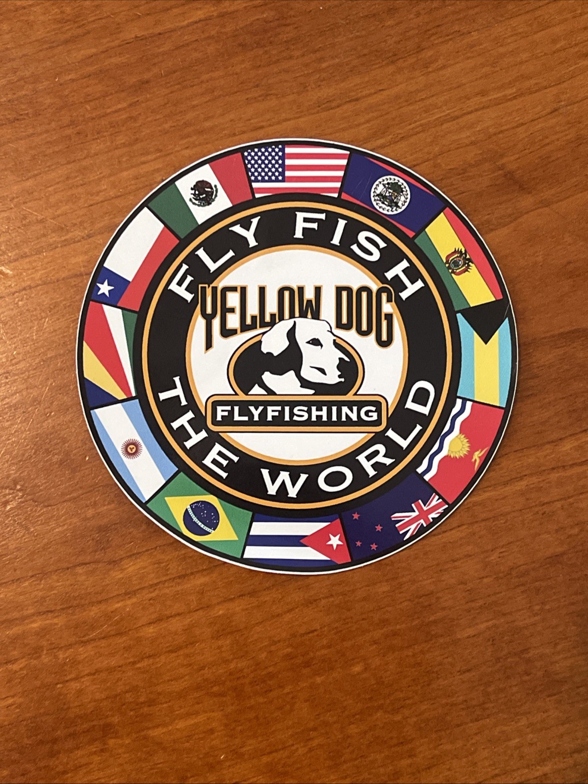 Original Yellow Dog Fly Fishing The World Sticker Decal Flags 4”