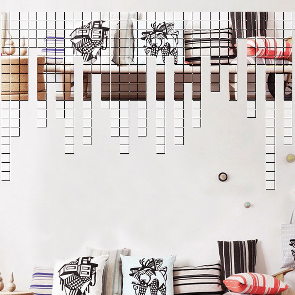 200Pcs 0.8" Square Acrylic Mirror Wall Stickers Decal Art Murals DIY Home Decor