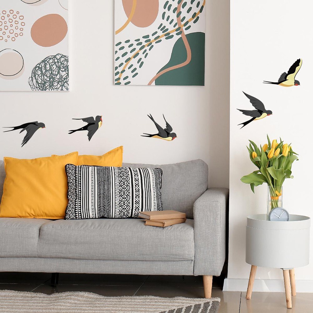 Cute Swallows Large Set Removable Wall Stickers Birds Decal Bird Premium Decor