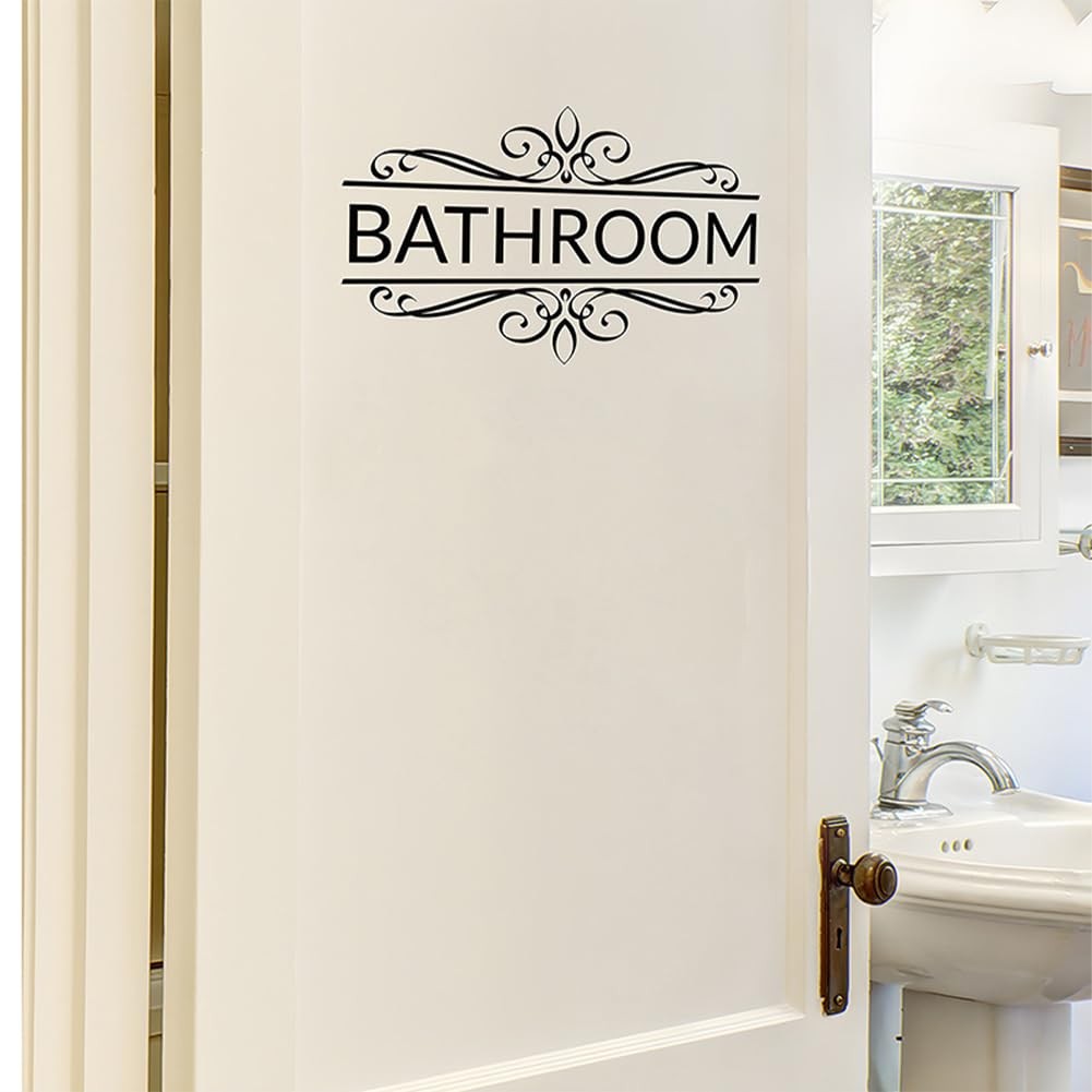 2Pcs Bathroom Sign Sticker for Business and Home Waterproof PVC Restroom Sign…