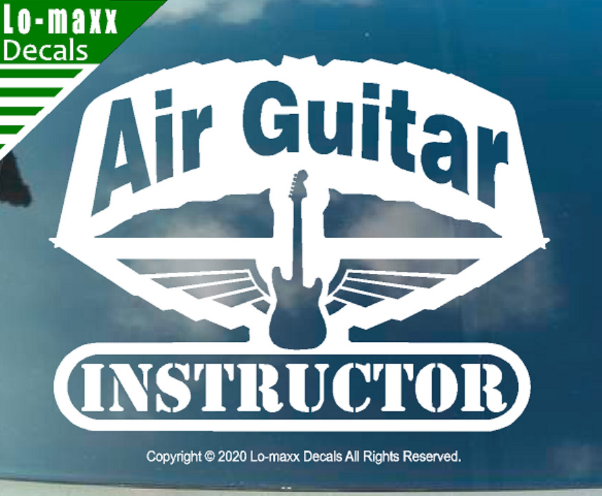 Air Guitar Instructor Rock & Roll Winged Electric Guitar Die Cut Vinyl Decal