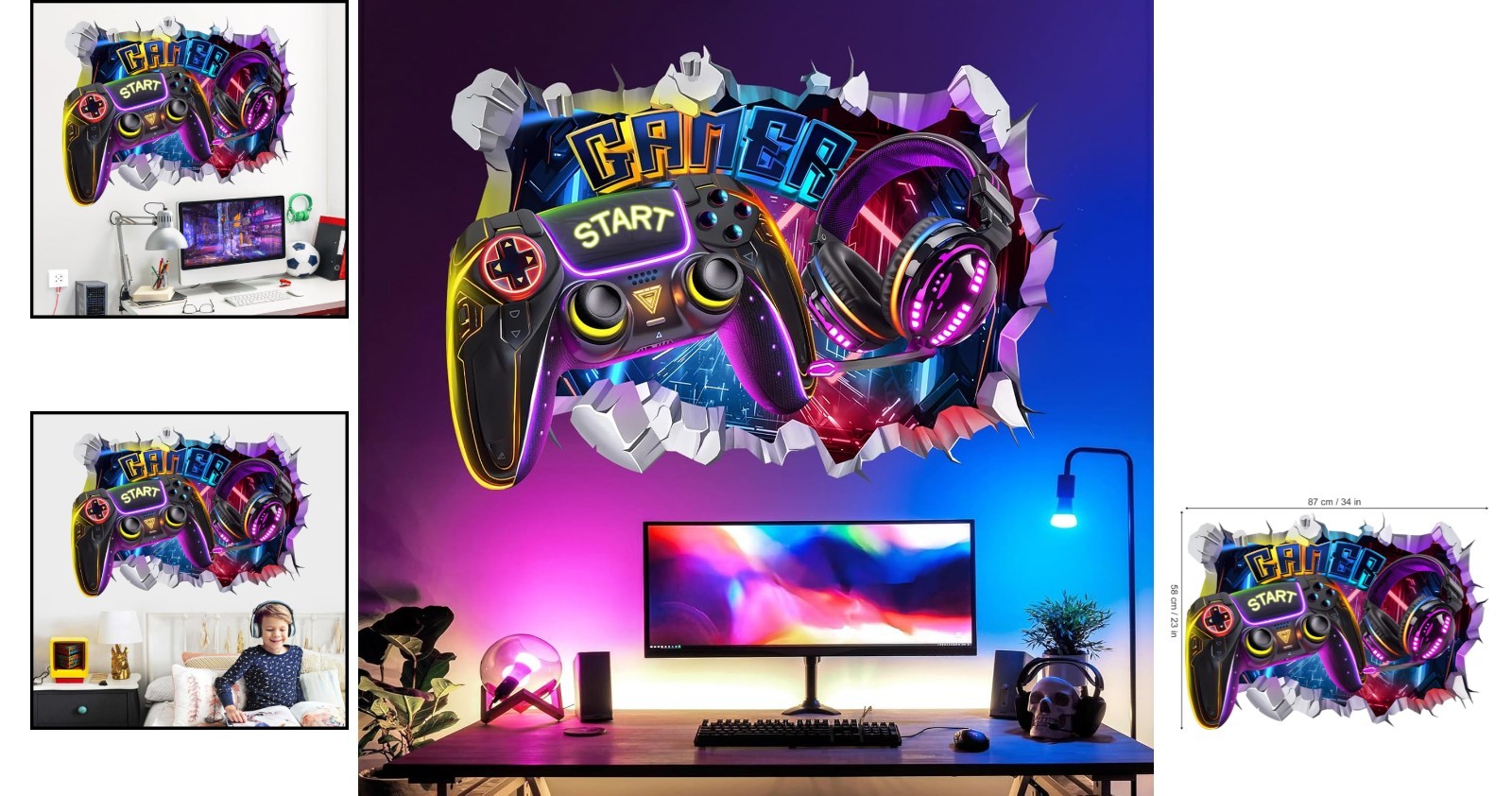Vibrant 3D Video Game Wall Stickers – Perfect for Gamer Bedrooms & Playrooms