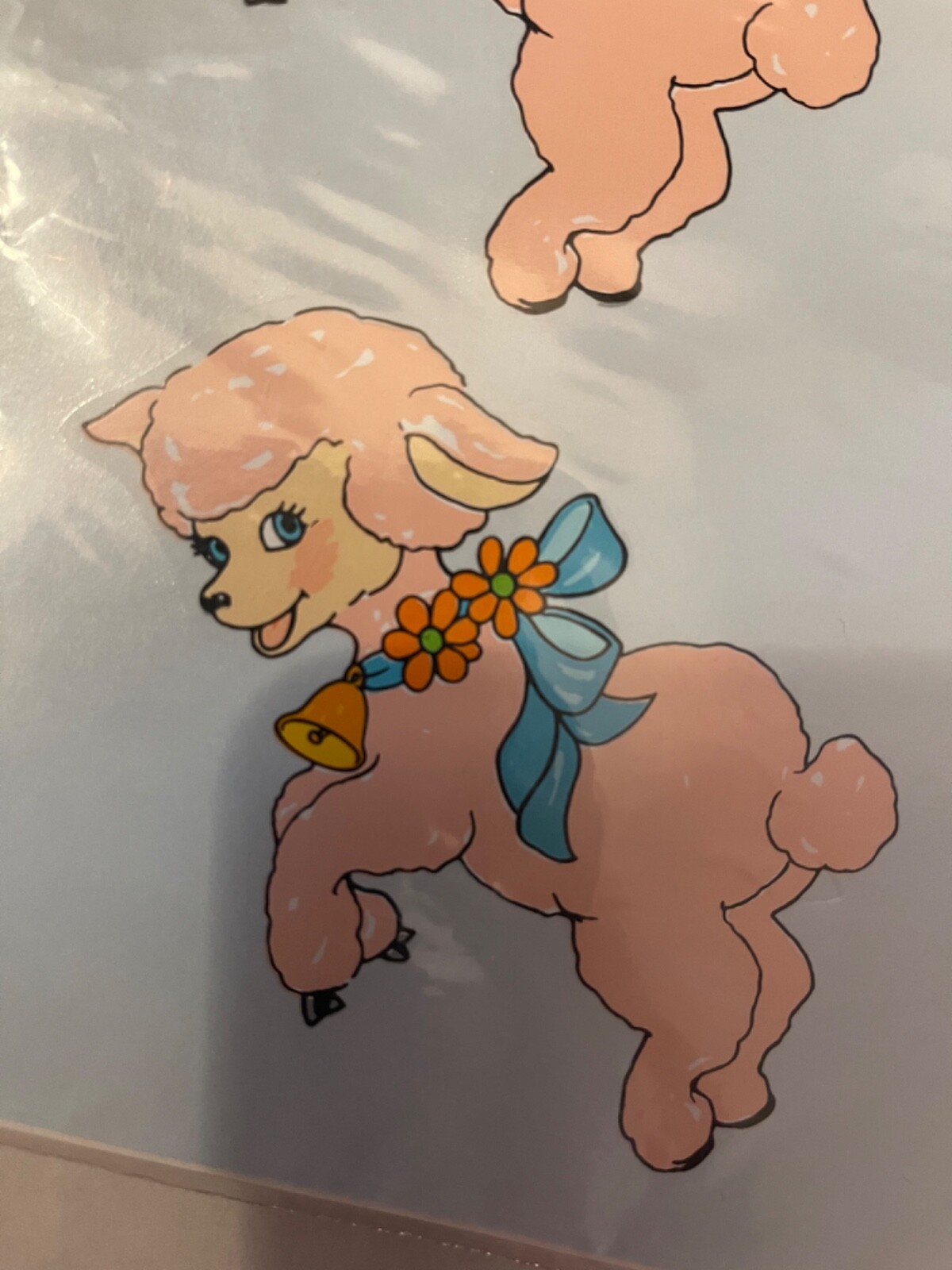Vintage Handpainted Lamb Decals by Decorcal Pink Baby Girl Retro Decoupage B-28