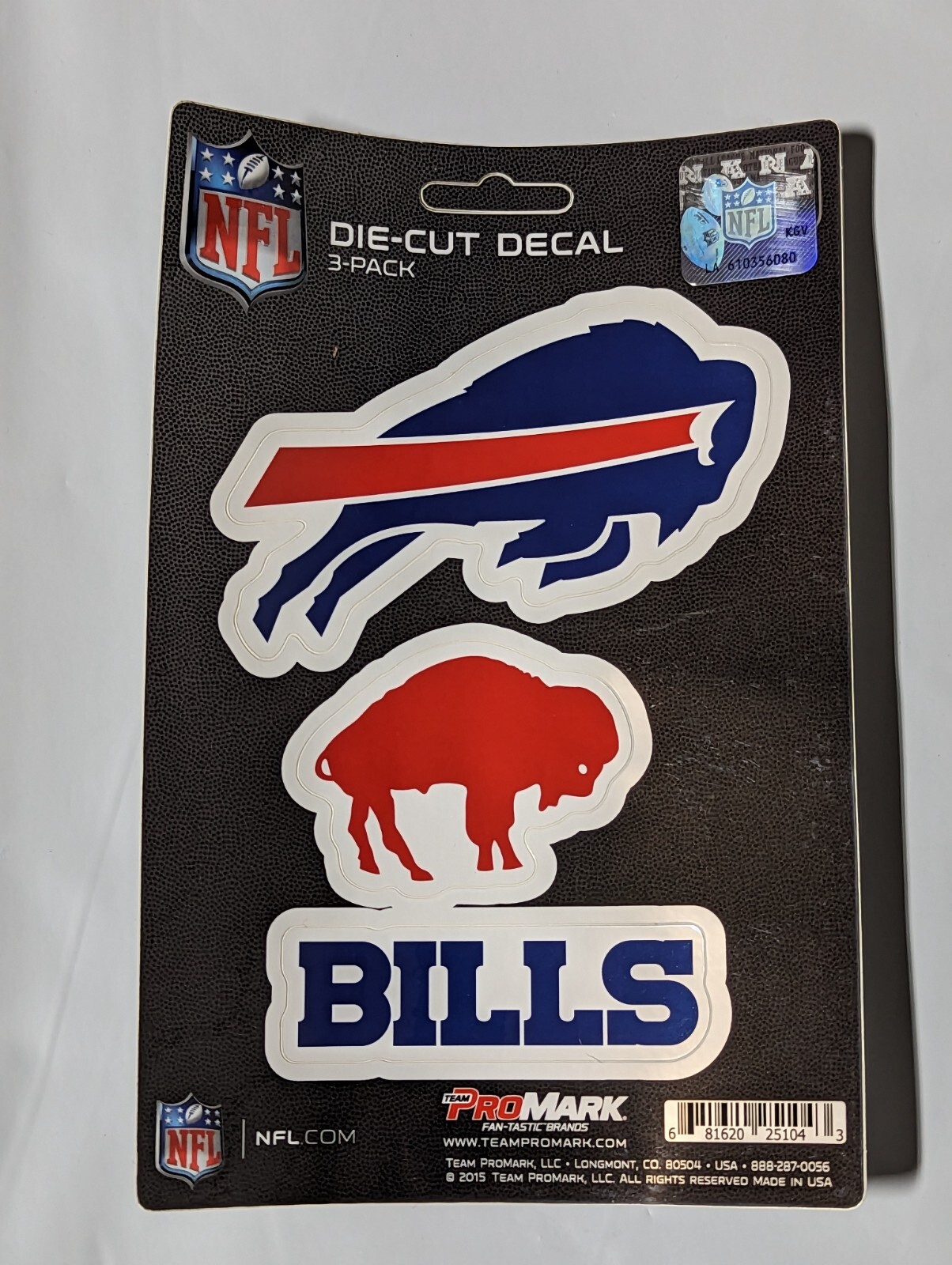 Buffalo Bills 3-Pack Die-cut Decals Stickers Sheet Measures 5" x 7" New!