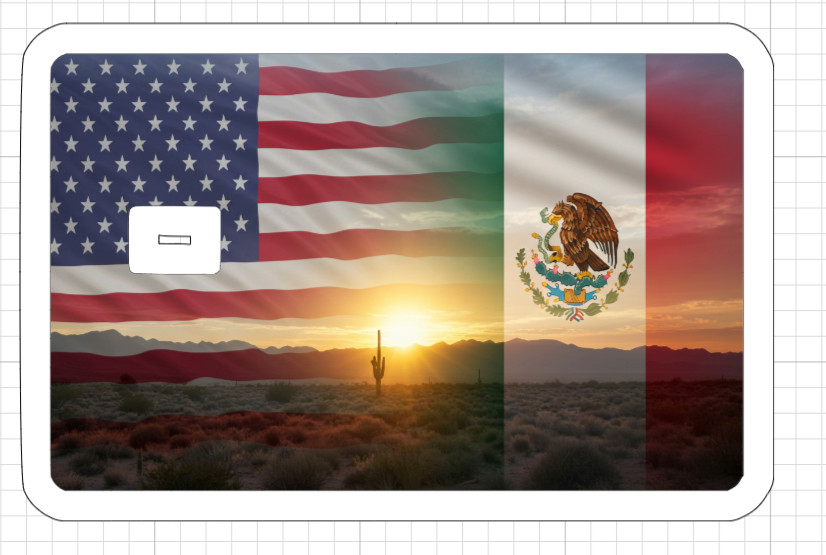 USA Mexico Flag ATM Debit Credit Card Sticker Skin Desert Cactus America Mexican