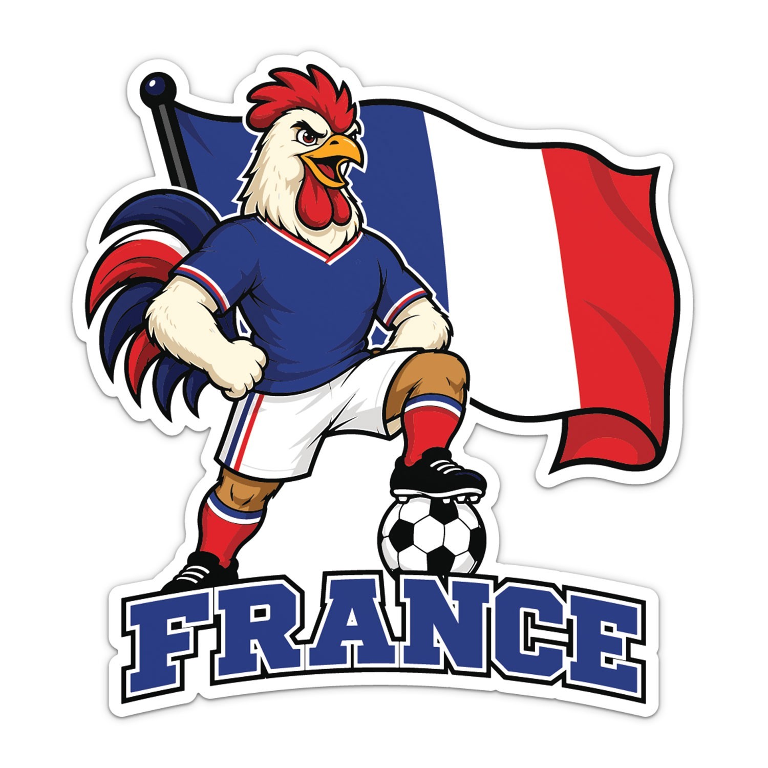 France Flag Mascot National Team Soccer Football Sticker Car Bumper Vinyl Decal