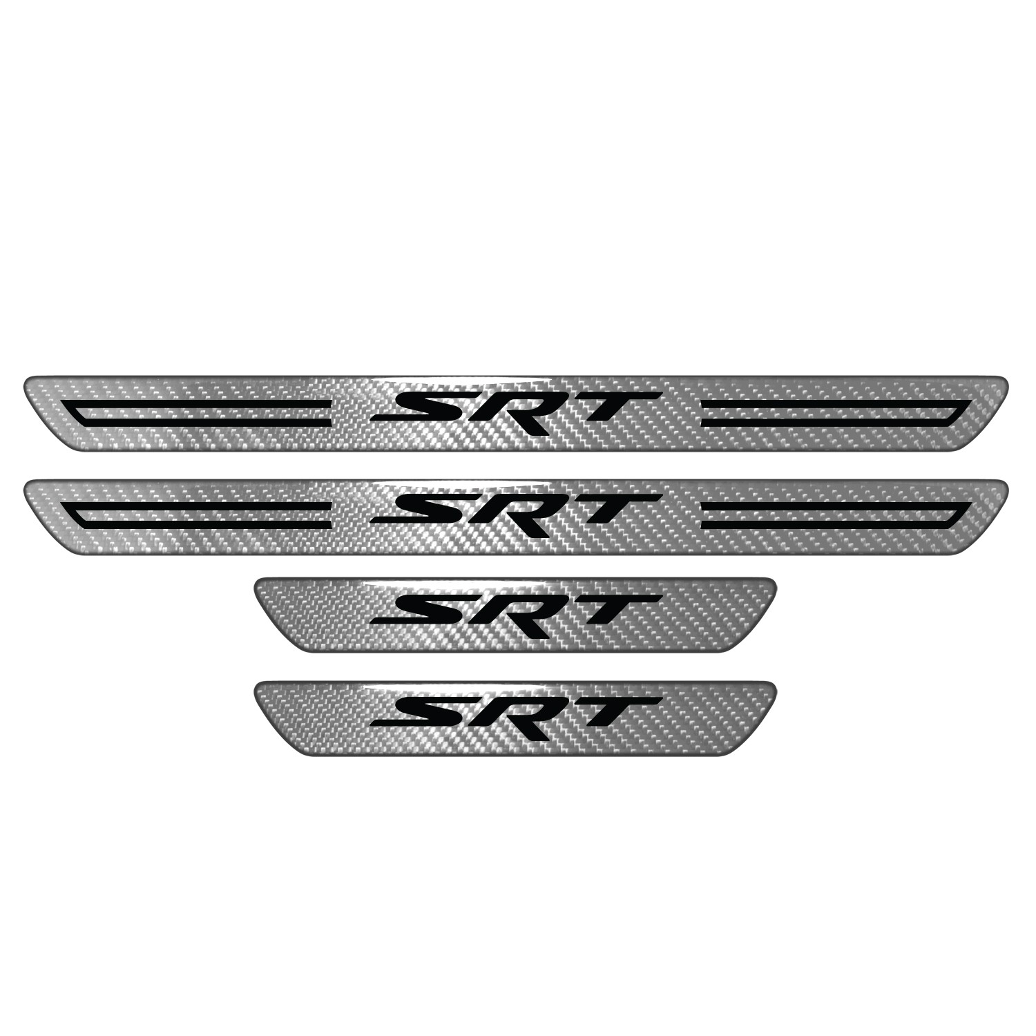 Dodge SRT Silver Carbon Fiber Universal Door Sill Protector Kick Plates