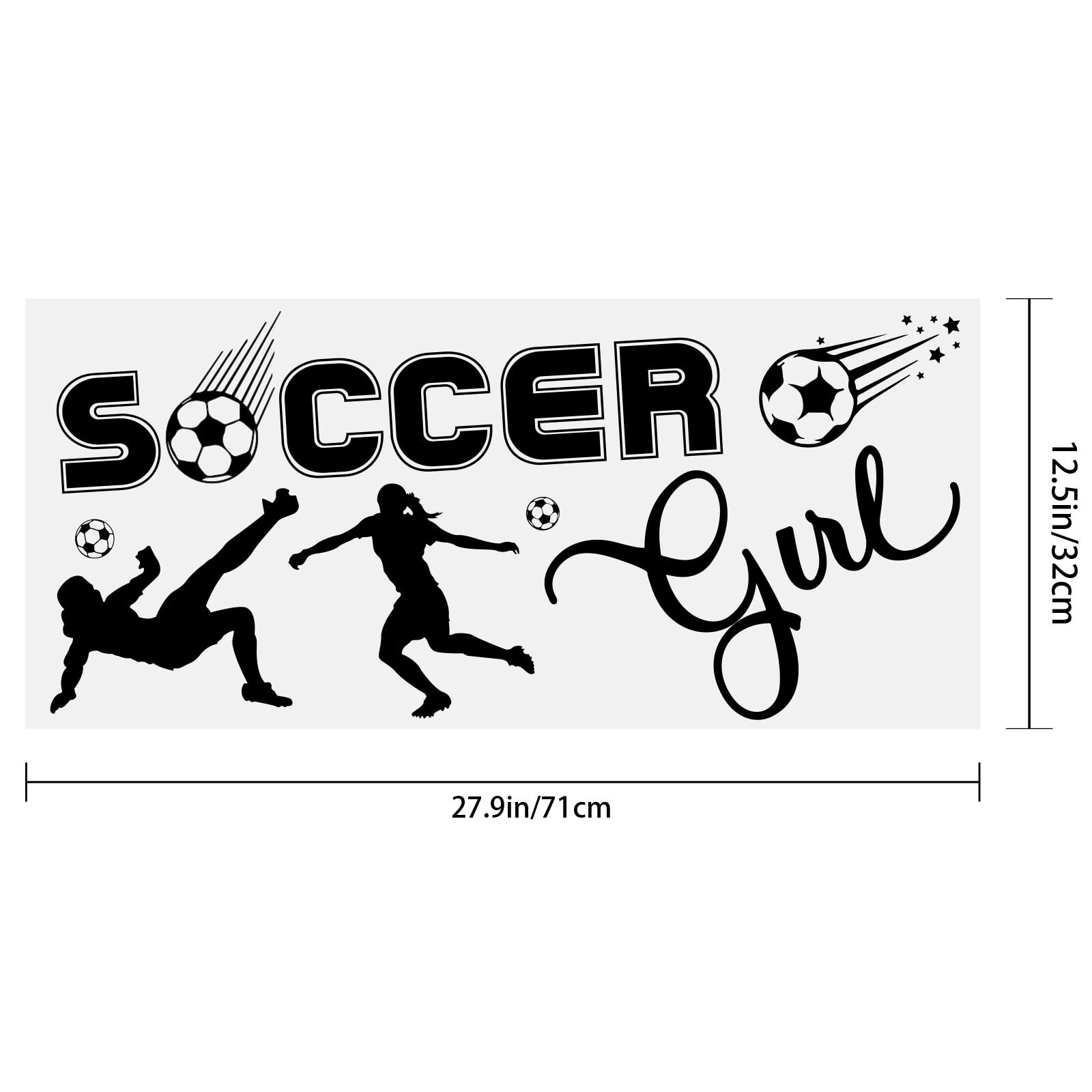 PLIGREAT Soccer Girl Quotes Wall Stickers, Peel and Stick Wall Decals, Remova…