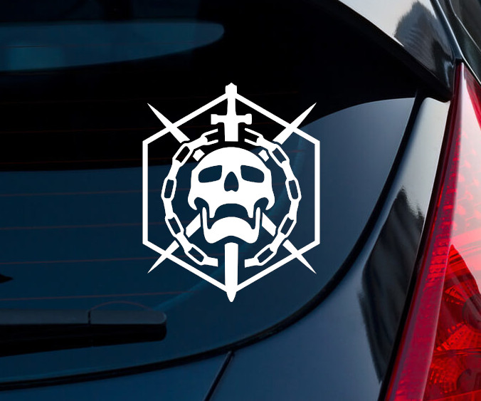 Destiny Raid Logo Indoor Outdoor Matte White Vinyl Decal 5.6"x4.52"