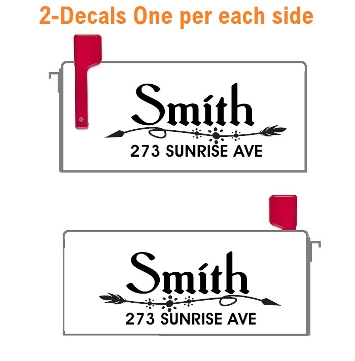 SET OF 2 CUSTOM PERSONALIZED VINYL MAILBOX NUMBERS NAME DECAL, (Model 24)