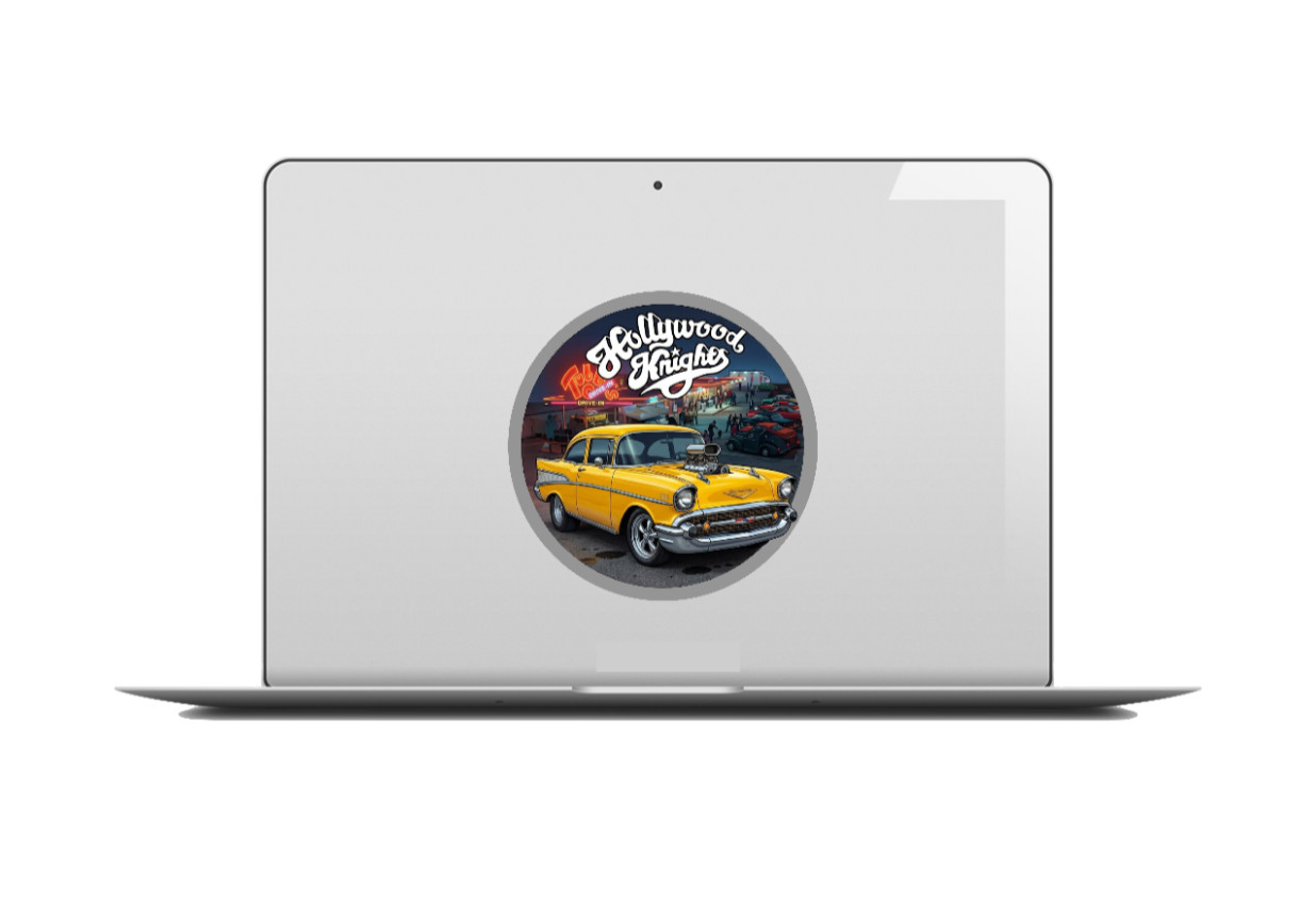 Car Classic "57 Chevy" Hollywood Knights 4" Vinyl Decal Handmade Vehicle Cooler