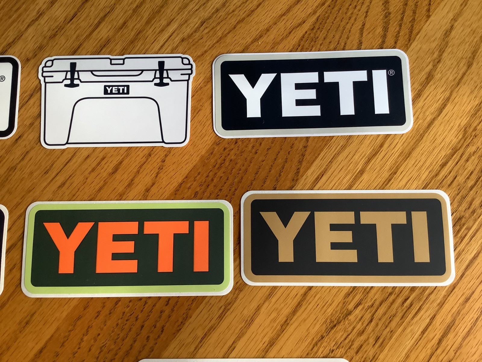 (7) YETI Logo Sticker/Decal Lot 4" Various Colors + (1) Cooler Decal Authentic