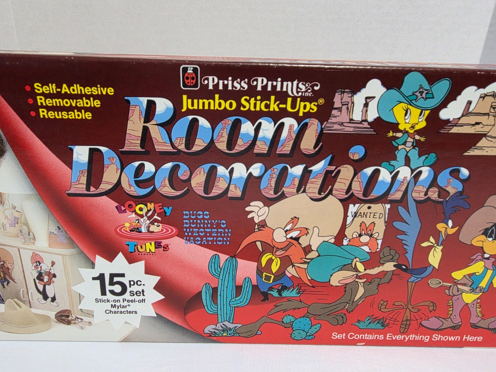 PRISS PRINTS JUMBO STICK UPS 15 PC SET LOONEY TUNES 1992 ROAD RUNNER BUGS TWEETY