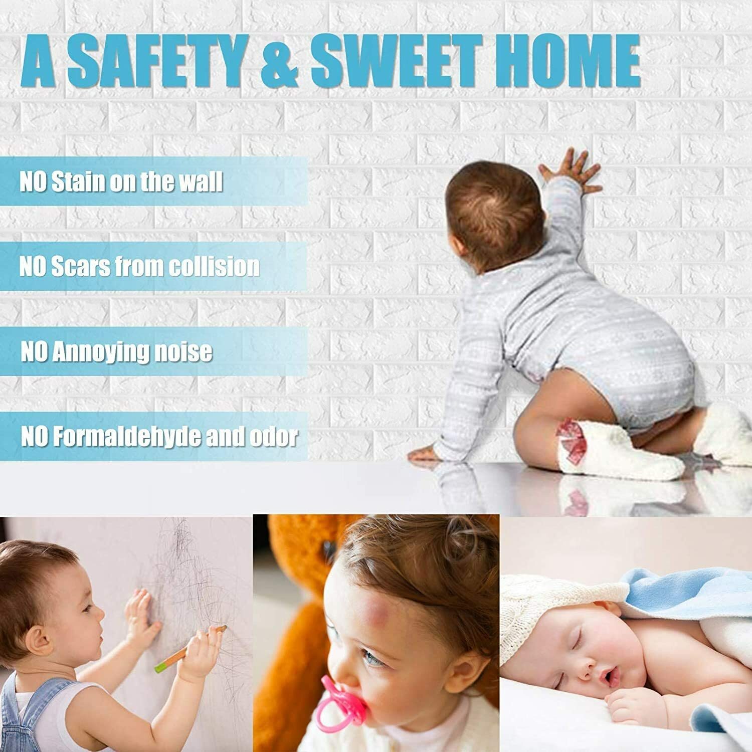 10PCS Large 3D Soft Tile Brick Wall Sticker Self-Adhesive Waterproof Foam Panel