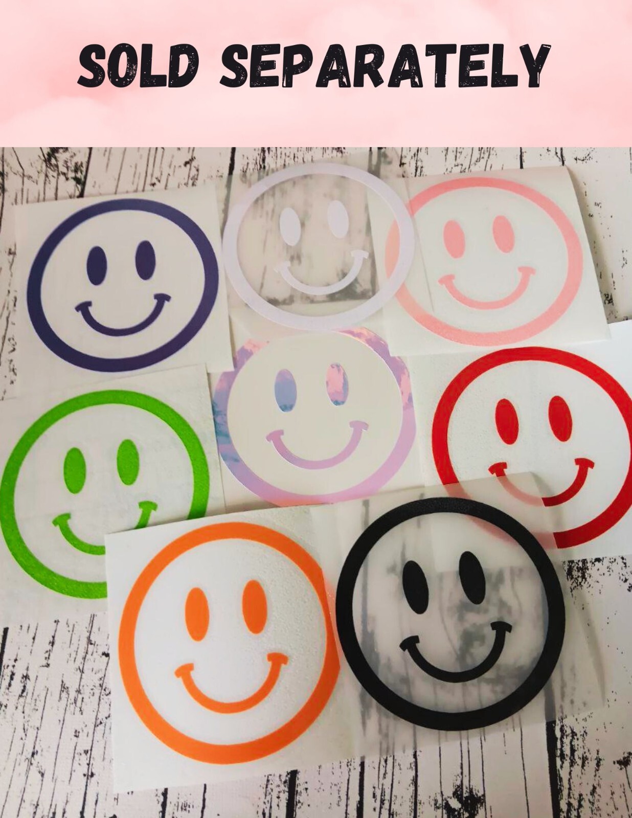 Smiley Face Die Cut Sticker Vinyl DIY Decal for Cup Car Window Tumbler Flask