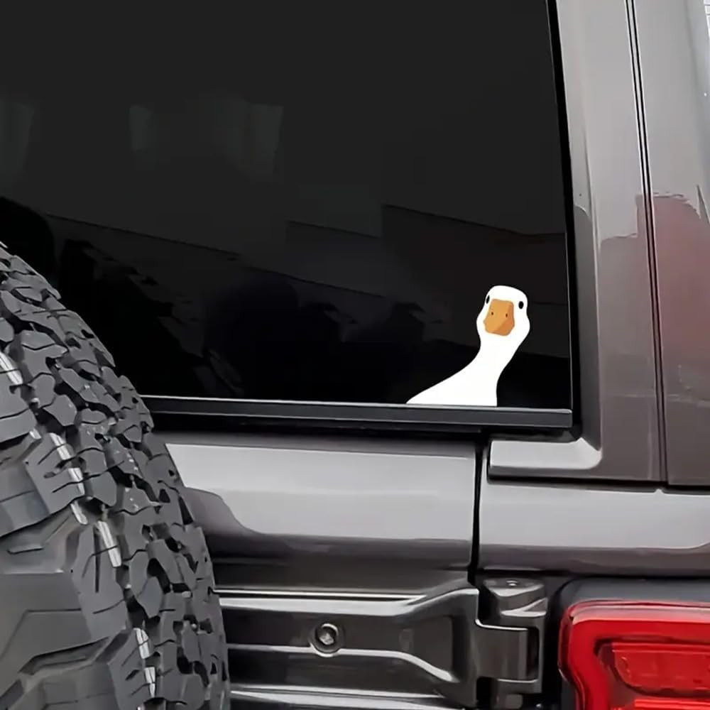 2 Pcs Cartoon Goose Self-Adhesive Sticker, Animal Theme Rear Vehicle Decoration