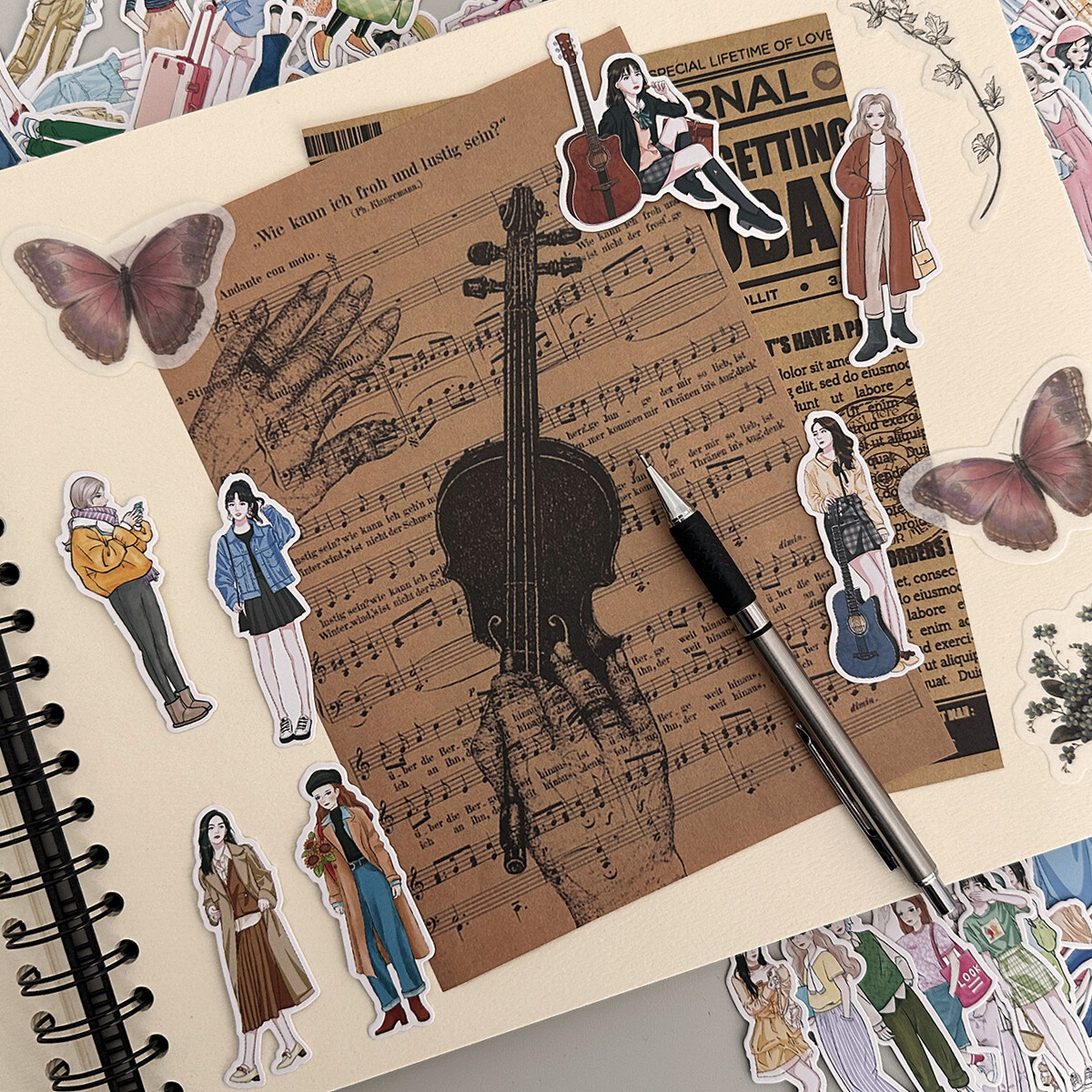 Wrapables Fashion Women People Vinyl Stickers for Scrapbooking, Journaling