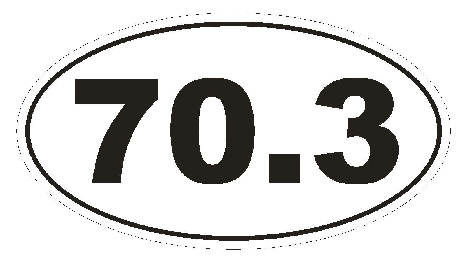 70.3 Oval Bumper Sticker or Helmet Sticker D150 Euro Oval Iron Man