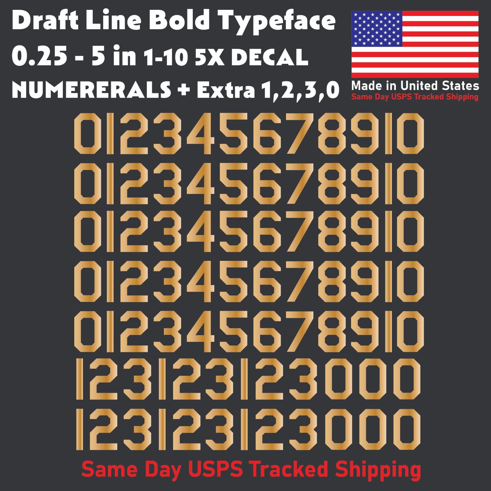 1-10 5x+ DRAFTLINE Outdoor Vinyl Decal Numbers for Mailbox Door Address Lockers