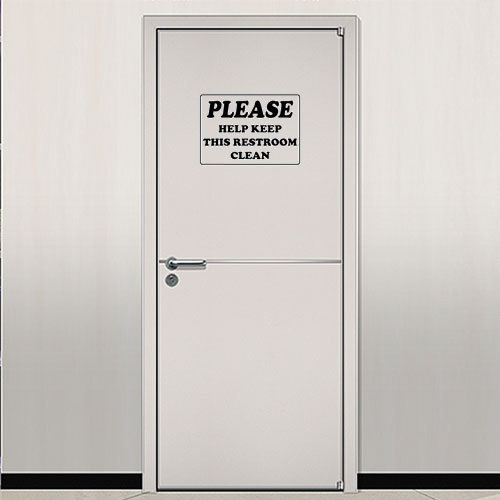 Wall Door Vinyl Decal Sticker – Help Keep Restroom Clean Sign Decal Label
