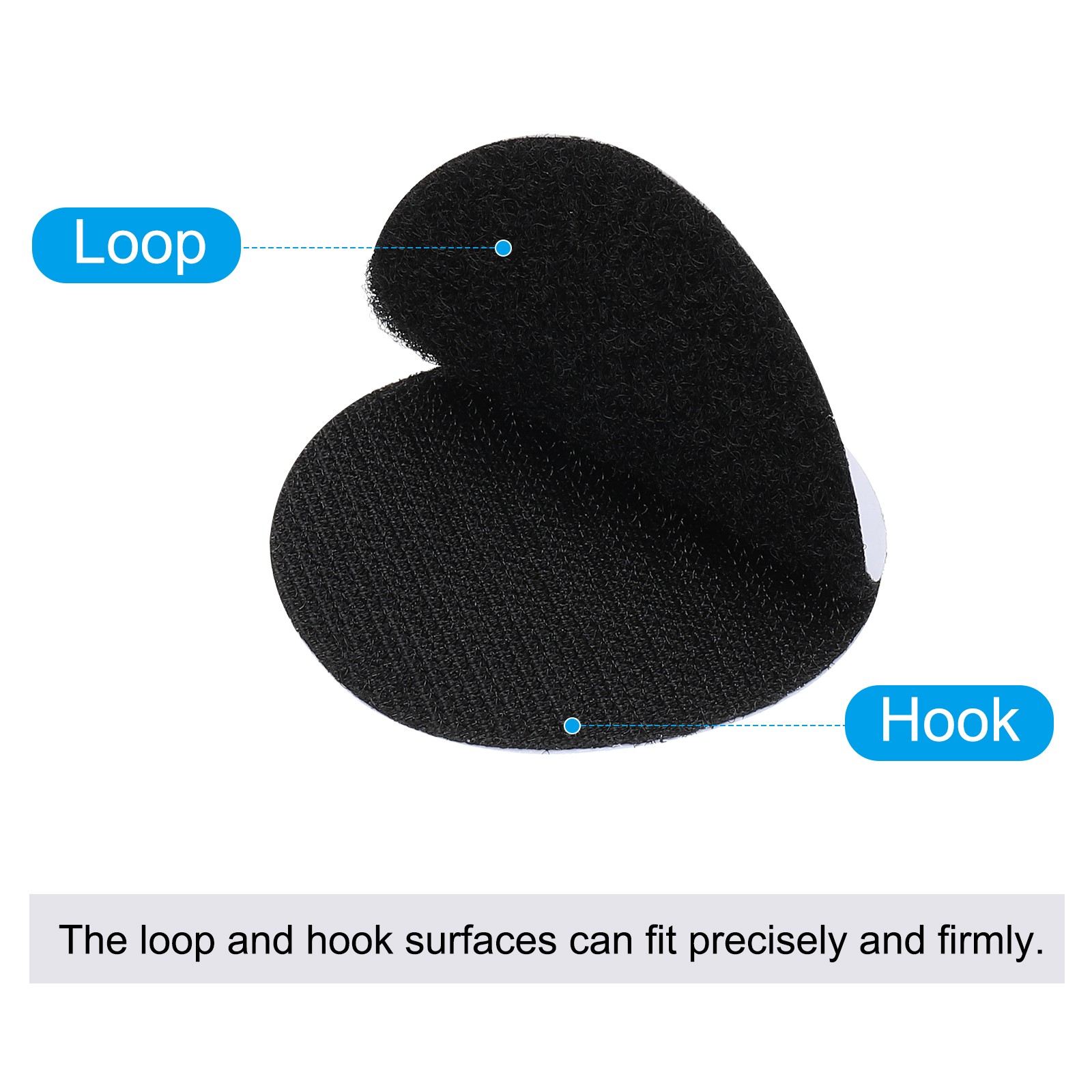 2.4 Inches Hook and Loop Dots 16 Sets Circle Self Adhesive Tape Black