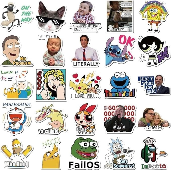 50Pcs Meme Stickers Waterproof Vinyl Decals for Water Bottles Laptop