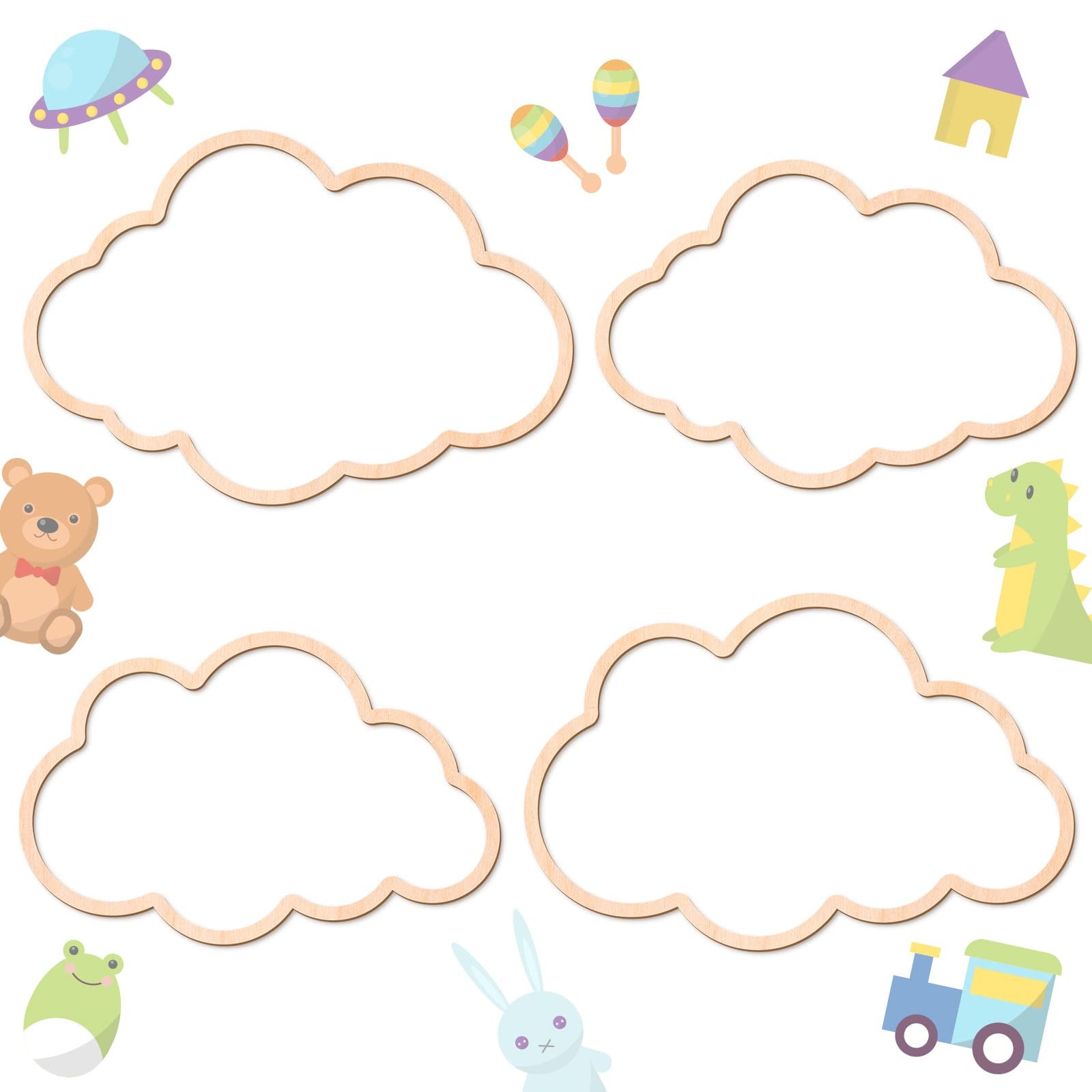 4 Pieces Boho Nursery Cloud Star Wall Decor Wooden Babyroom Moon Rattan Wall …
