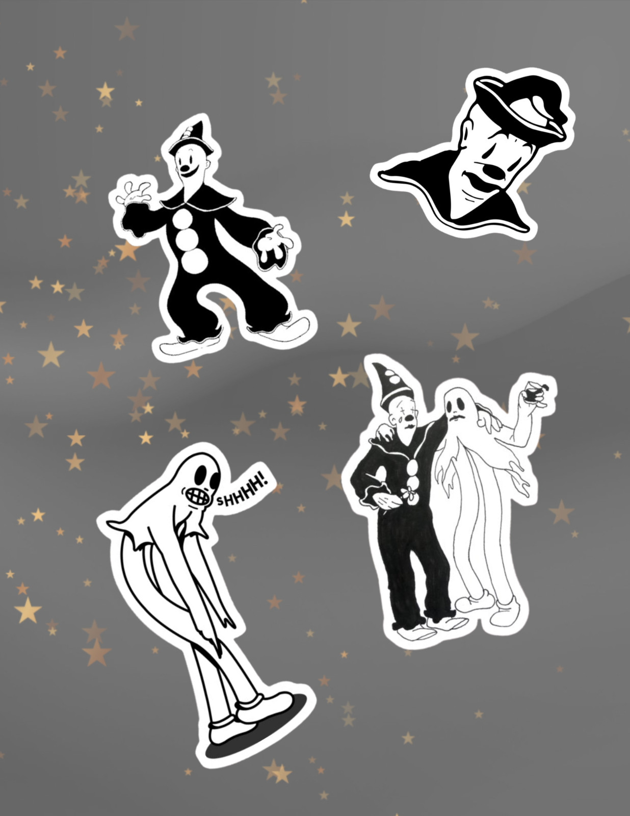 Koko The Clown Vintage Cartoon 4pc Sticker Pack