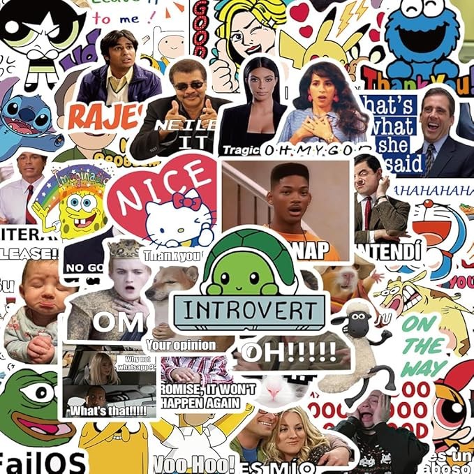 50Pcs Meme Stickers Waterproof Vinyl Decals for Water Bottles Laptop