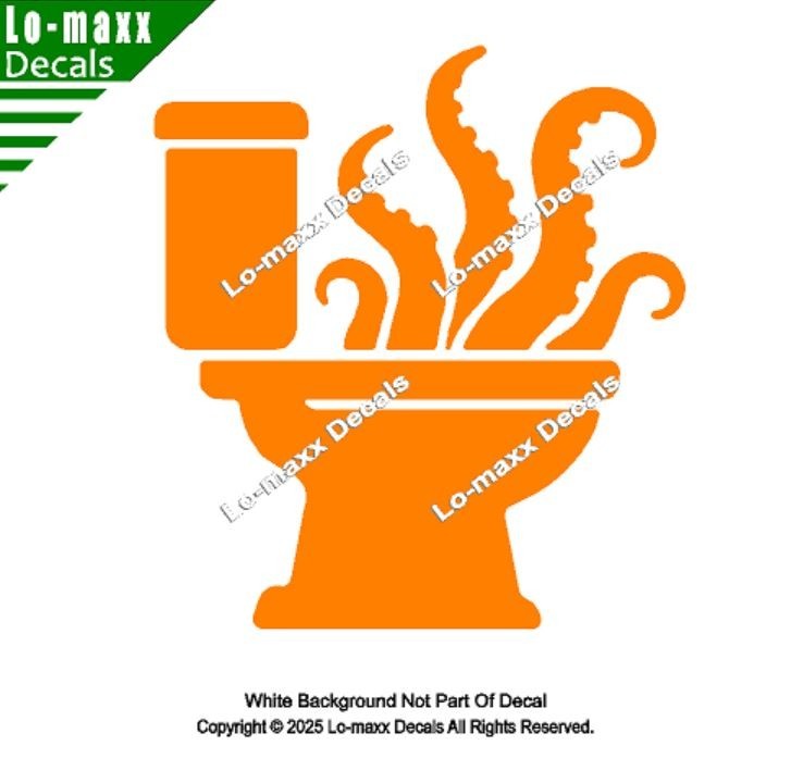 Octopus Tentacles Toilet Pictogram Restroom Vinyl Decal Unnatural Origins