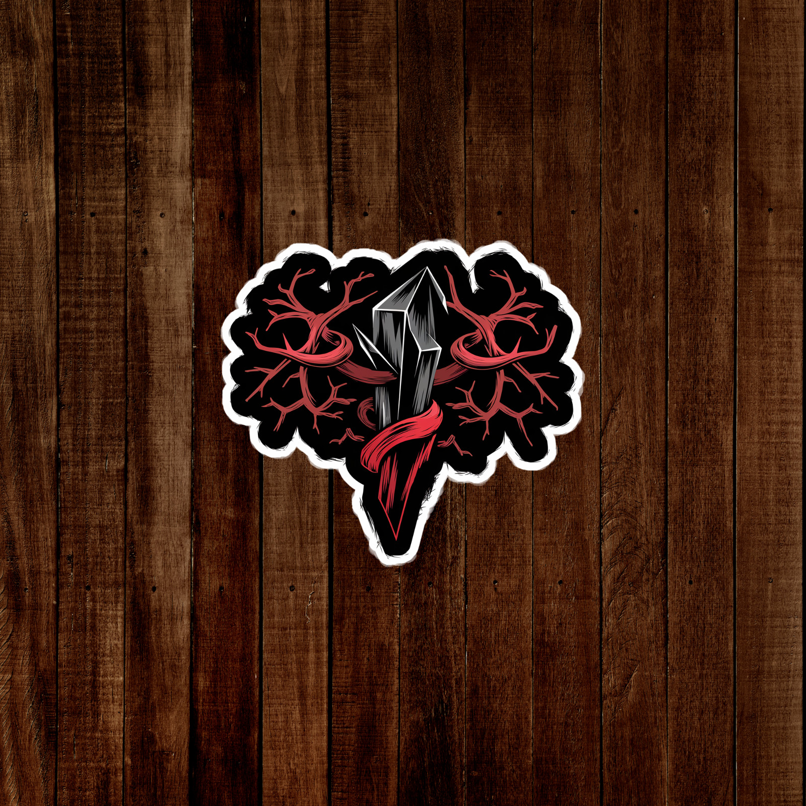 Mysterious Crystal Heart Dark Veiny Red Gothic Vinyl Sticker Decal #2336