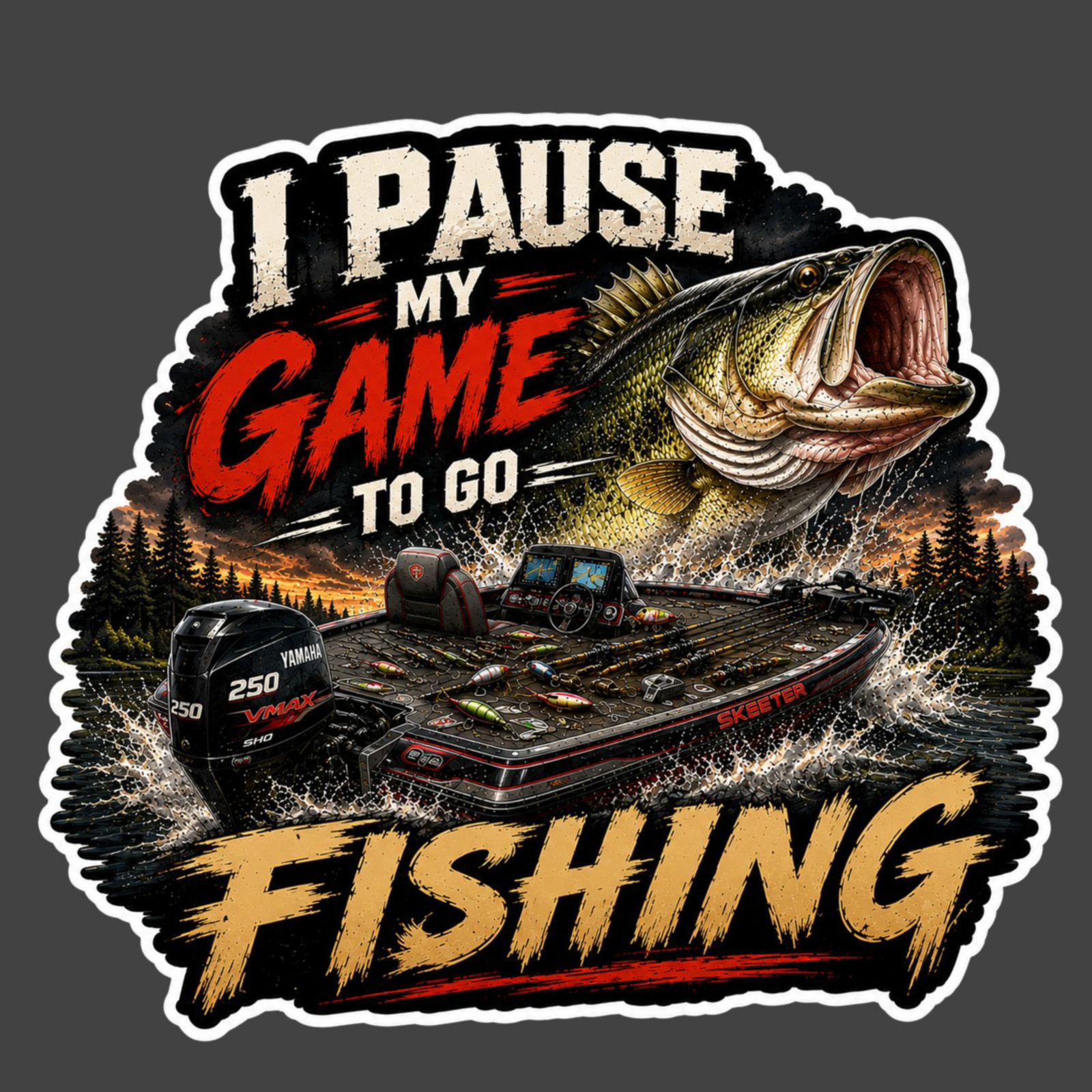 Fishing Sticker Vinyl Decal I Pause My Game to Go Fishing Bass Boat Gift