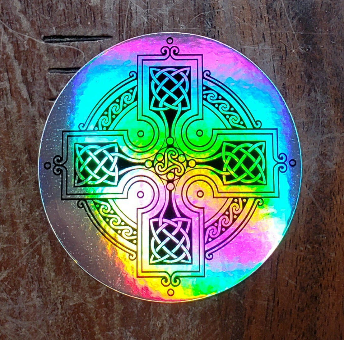 CELTIC CROSS IRISH SCOTTISH VIKING Holographic Sticker Vinyl 3 inch