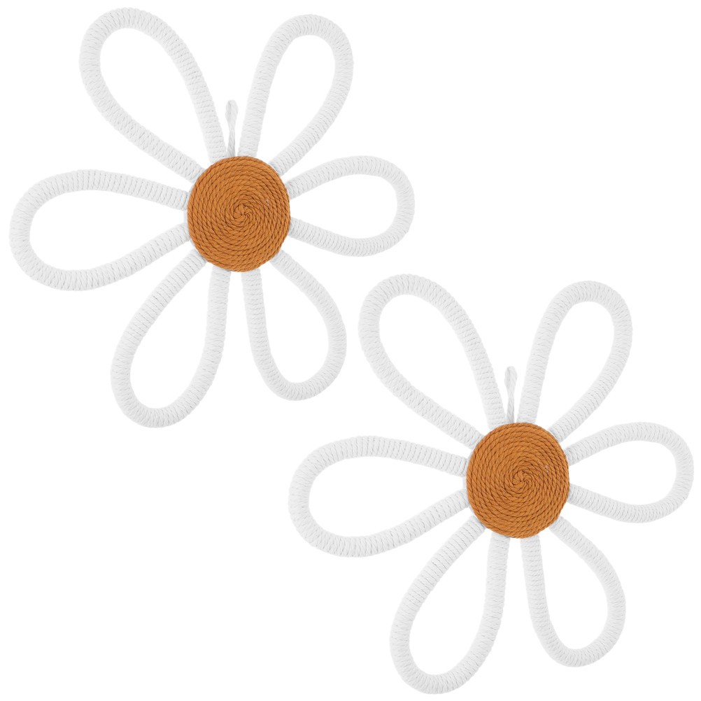 2 Pcs Bedroom Flower Wall Hanging Bohemia Flowers Cute Nursery Decor Boho Sign