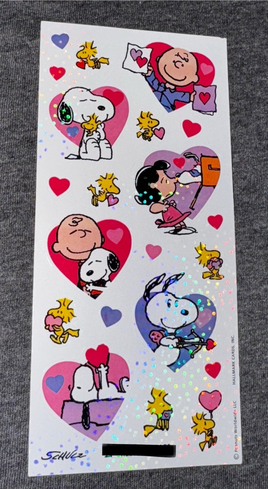 Hallmark Stickeroni Holographic Peanuts Stickers Snoopy Hearts Valentine’s