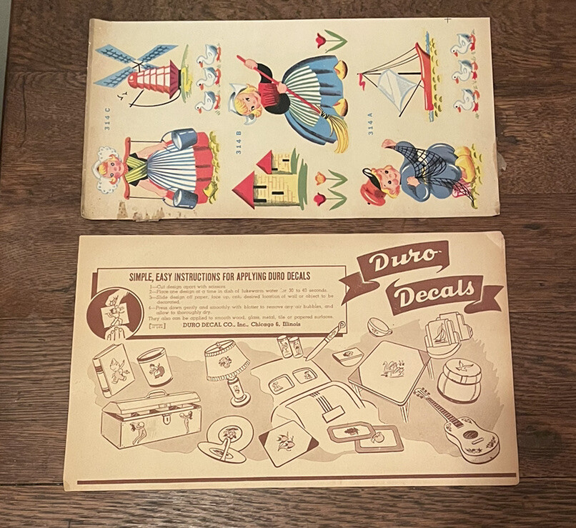 Vintage Duro Decals Dutch Girls Boy Boat Windmill Flowers 314A 314B 314C