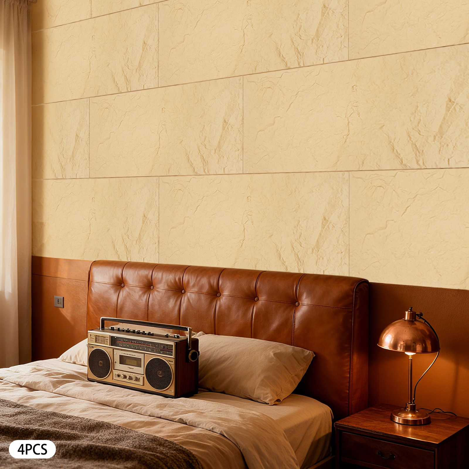 4PCS PU Wall Panels Decor Faux Stone Panel Decoration for Interior Home/Office