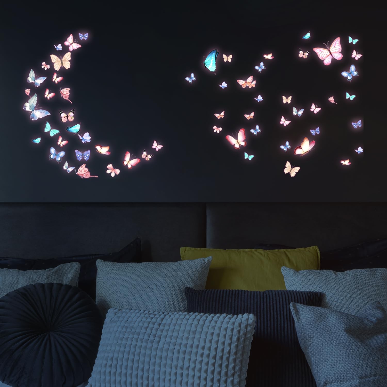 3 Sheets Glow in The Dark Butterfly Wall Decals, As Shown the Picture