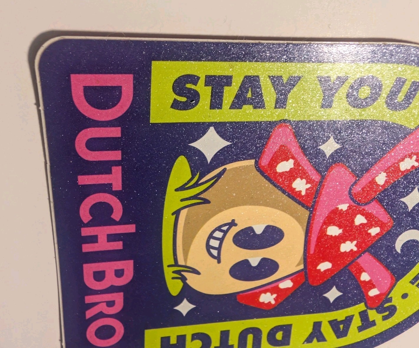 DUTCH Bros Coffee STICKER Windmill March 2023 STAY You TRUE FACE Night 2.5” x 3”