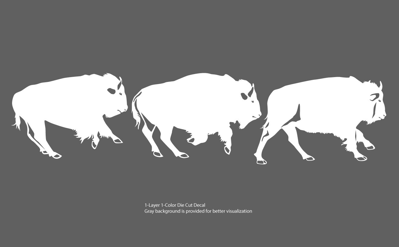 Bison Ox Running Prairie Running White or Black Decal 6Yrs Outdoor Vinyl Sticker