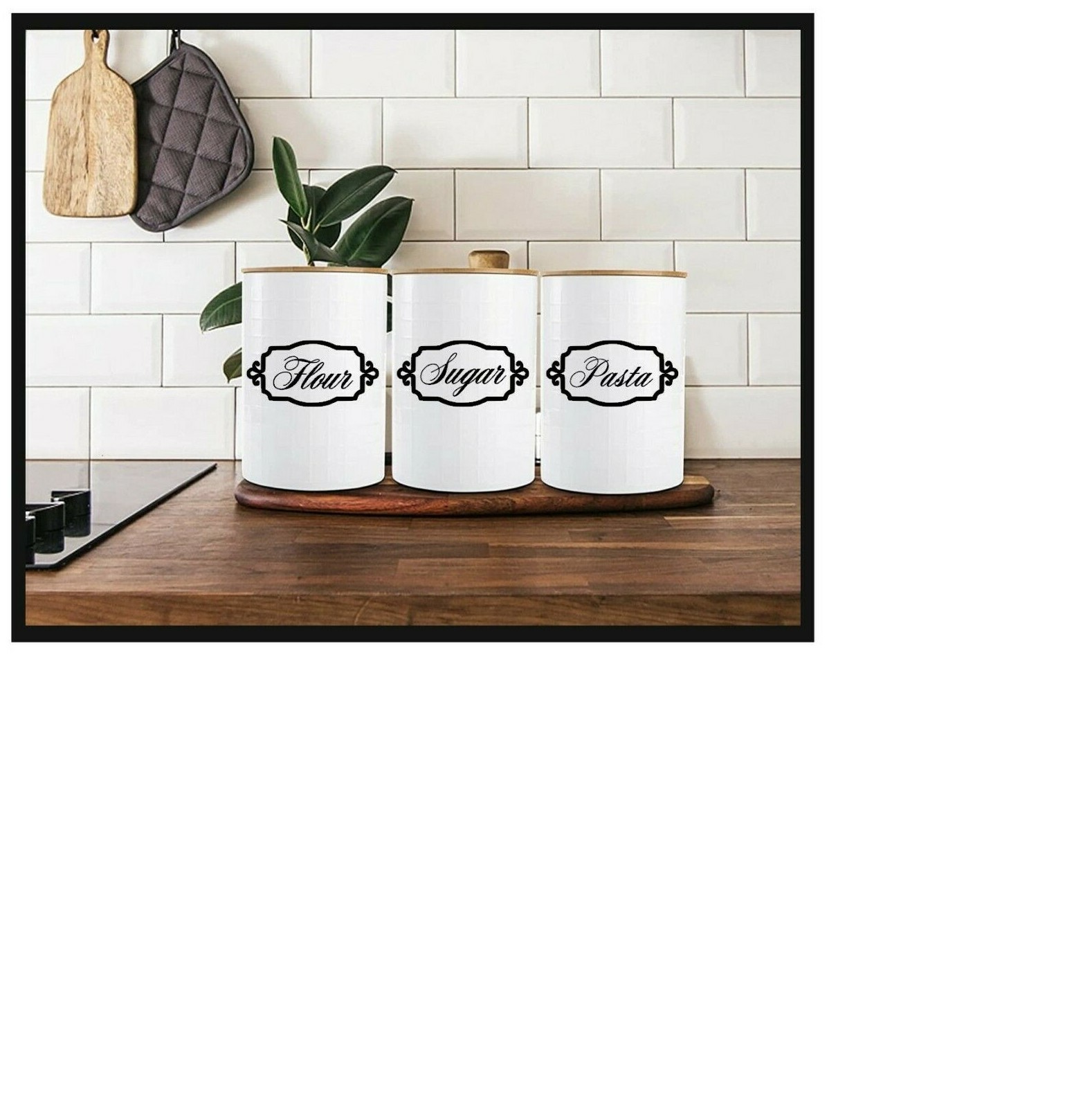 Custom Kitchen Canister label Set Vinyl Decal 63 Colors (Qty 4- see description)