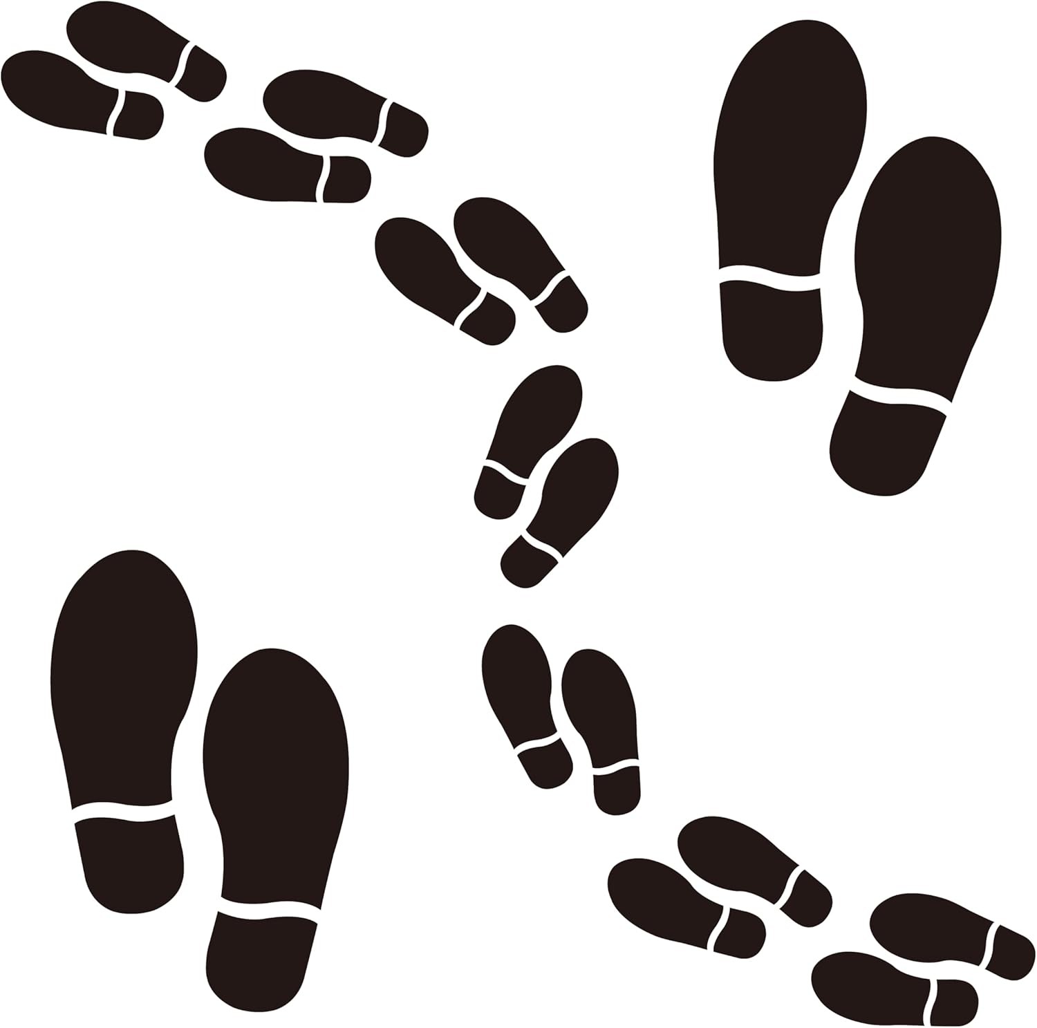 25 sets of 50 black footprint stickers Foot spacing marker wall decals