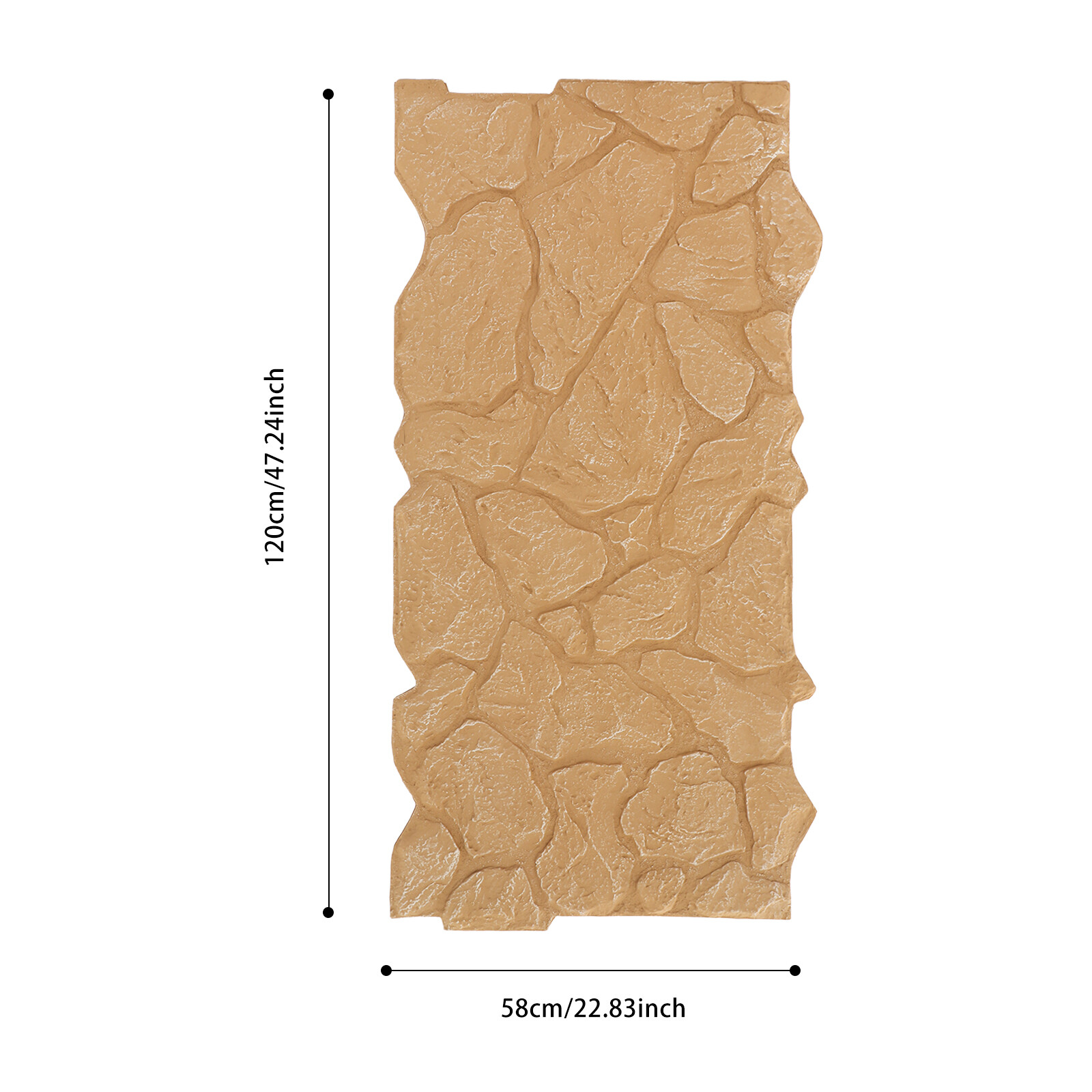 3D Faux Stone Wall Panel for Interior Exterior Decor PU Wall Panel Light Brown